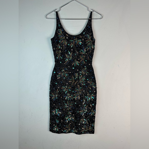 Vintage 50’s 60’sGene Shelly's Womens Sequin Dress 100% Wool Floral Pattern - Picture 2 of 10